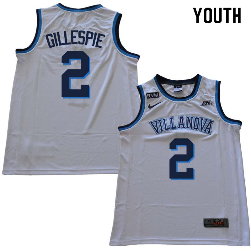 2018 Youth #2 Collin Gillespie Willanova Wildcats College Basketball Jerseys Sale-White